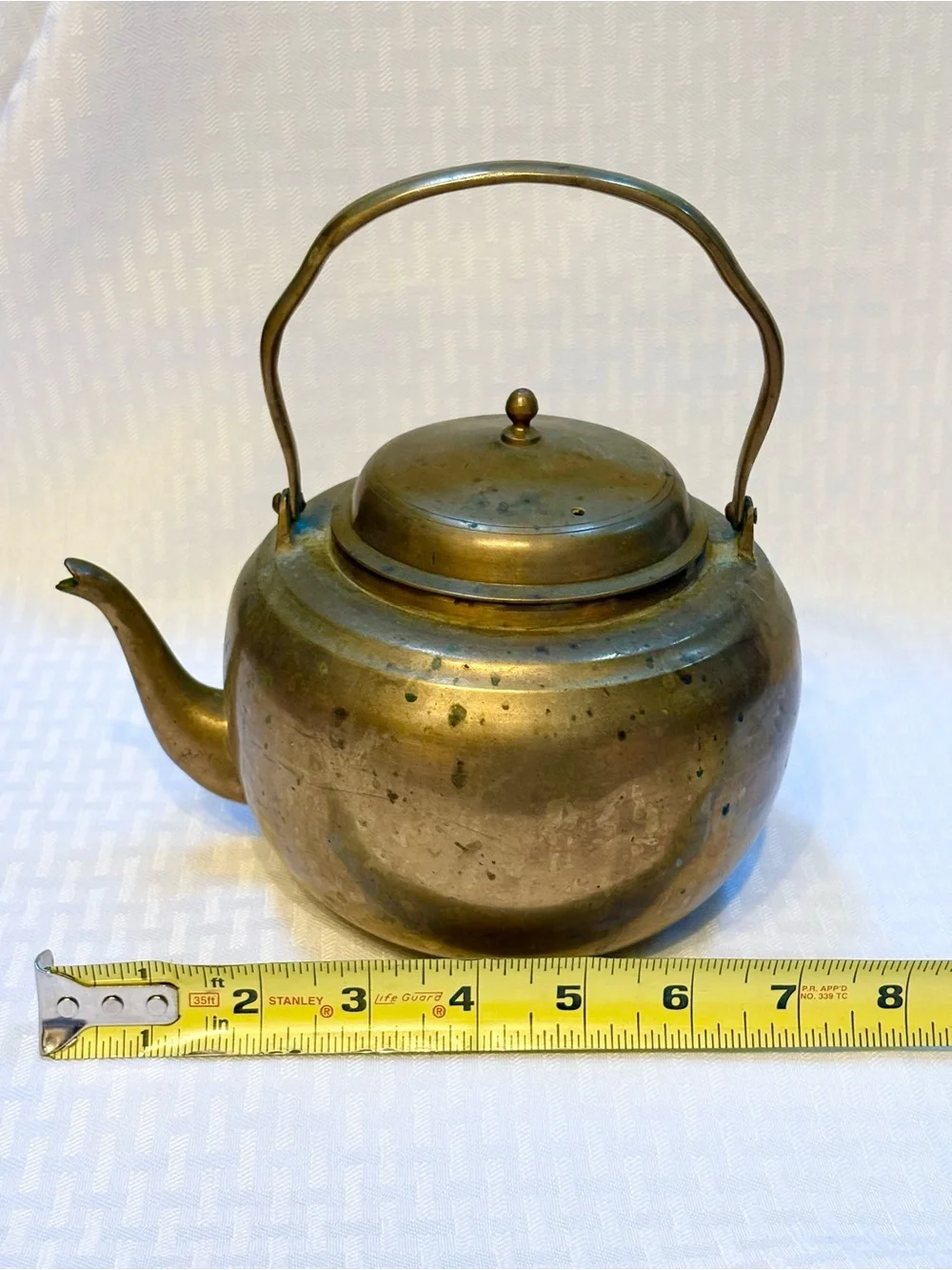 Brass Teapot Kettle with Handle - Antique-Style Brown Finish